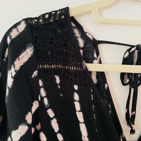 Shibori Print Romper | “Gauze Texture” and Lightweight | Size S | Black & White - Picture 4 of 11